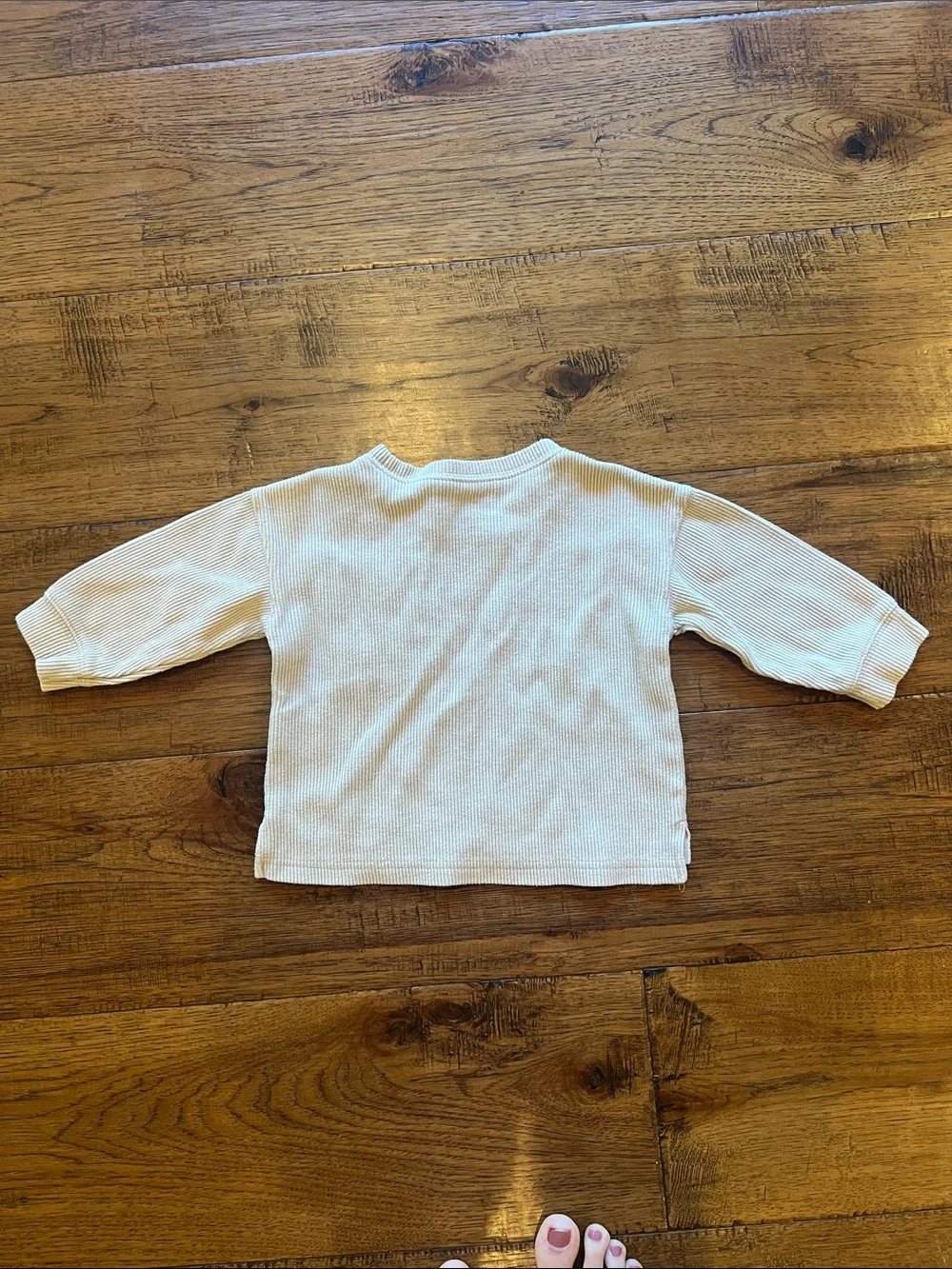 OshKosh B'gosh Cream Long-Sleeve Waffle Pocket Tee